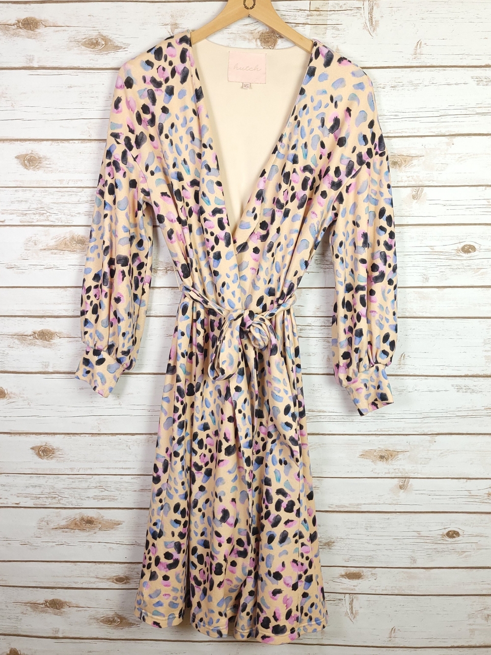 Anthropologie Hutch Spotted Duster Jacket Women Xsmall Pink Leopard Print